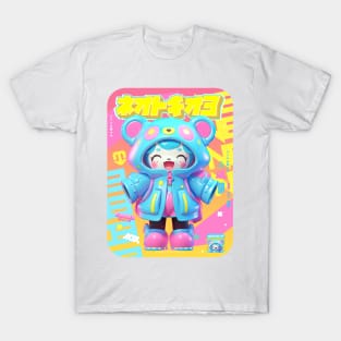 AKBLM - RAINBOW NIJI 虹 KUMA IS HAPPY ABOUT TSUYU SEASON 梅雨 | COLORFUL POP ART ANIME STYLE T-Shirt